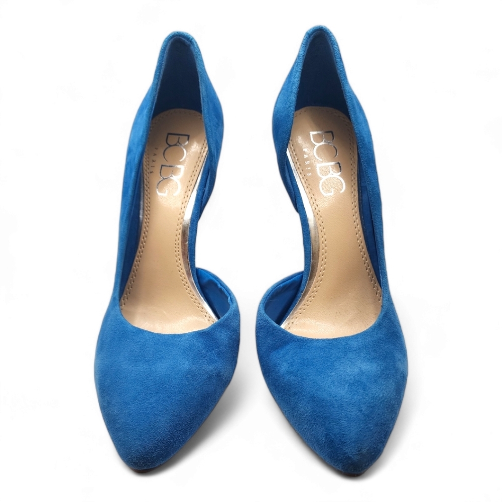 BCBG Jaze Miami Blue Suede D'Orsay Pump Heels Size 38, 8B. See new photos.